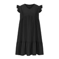 thumbnail image 5 of LWavelet Women's V-Neck Ruffle Sleeve Tiered Mini Dress for Casual & Party Wear Black S, 5 of 5