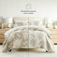 thumbnail image 4 of Noble Linens 3-Piece Taupe Distressed Bouquet Reversible Quilt Set, Queen, 4 of 8