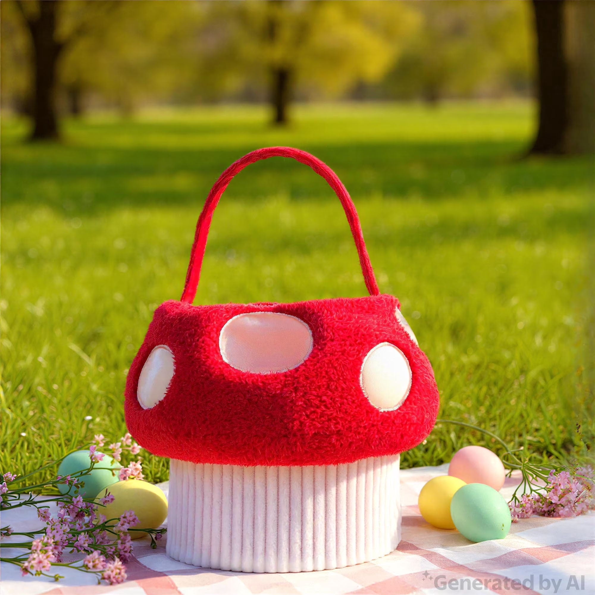 Mushroom Plush Easter Egg Hunt Basket for Girls and Boys