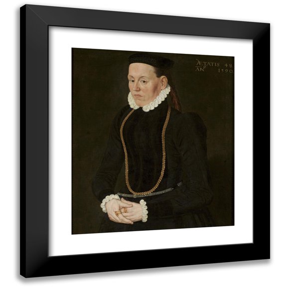 Nicolas Neufchâtel 12x14 Black Modern Framed Museum Art Print Titled - Portrait of a Patrician Woman (1590)