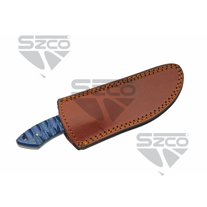 SZCO 8 Inch River Knife Stainless Steel Blade Full Tang Wood Handle Outdoor Camping Survival Knife with Leather Sheath and Lanyard Hole