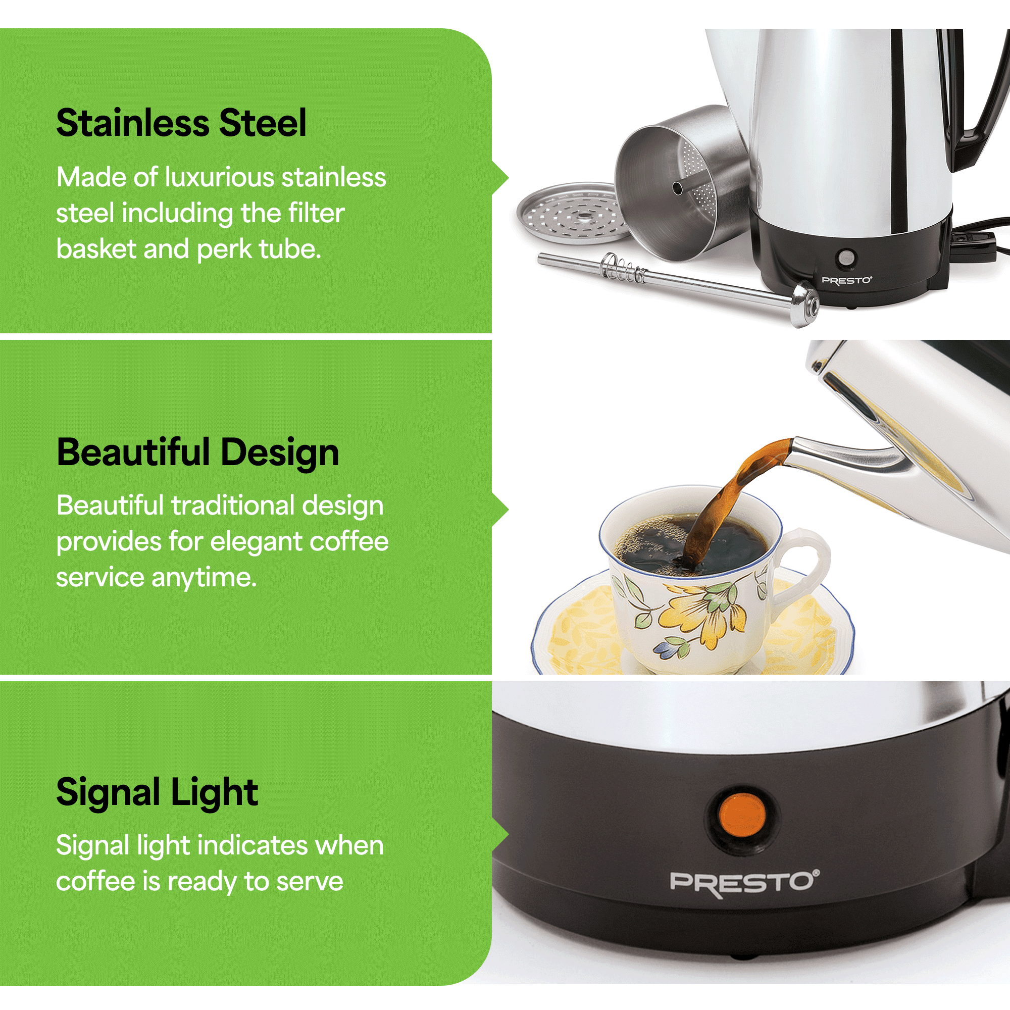 Presto® 12-Cup 72 oz. Stainless Steel Coffee Maker