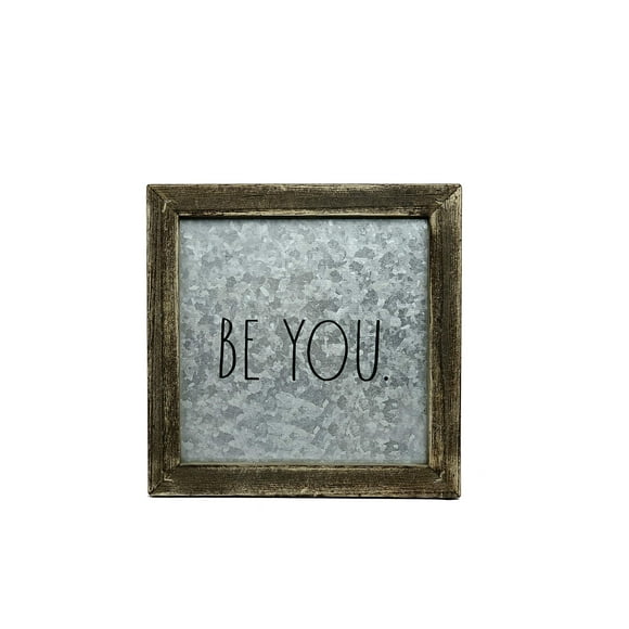 Rae Dunn Plaque de Bureau - Message Inspirant pour Maison et Bureau - Affichage Vintage Motivationnel pour Cabine, Espace de Travail - Bois Vieilli et Métal Chic
