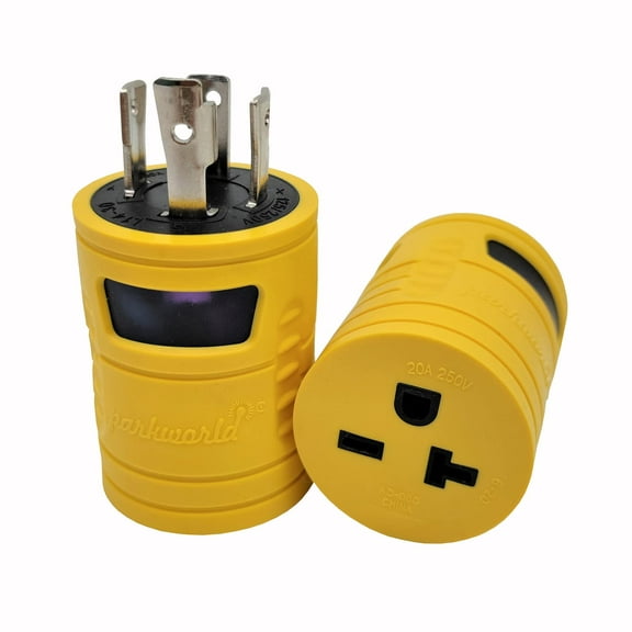 Parkworld 62916 30 AMP Generator Adapter 4-Prong Locking L14-30P Plug to 6-20R T-Blade 6-15R Receptacle 250 Volt
