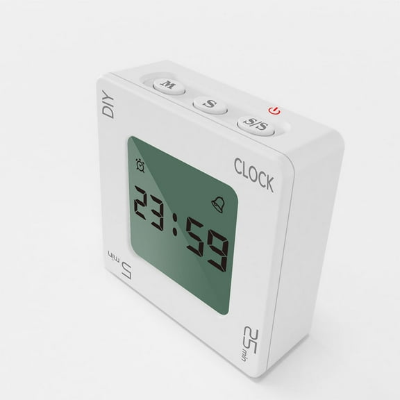 WHAMVOX  Timer Reminder Digital Alarm Clock Clocks Bedside Shock White 6.7X6.7X2.4CM