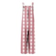 thumbnail image 4 of Casual Jumpsuit for Women Summer Button Strap Plaid Criss Cross Bib Jumper with Pocket Loose Pleated Wide Leg Outfits, Pink, XXL, 4 of 7