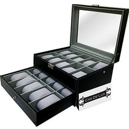 Solid Espresso Wooden authentic Watch Box Organizer with Glass Display, Top 12 Slots,