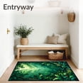 thumbnail image 3 of ODIKA 6'x9' Machine Washable Non-Slip Area Rug, Rainforest Canopy Boho Leaf Design Bathroom High Traffic Rug, Green, 56124, 3 of 7