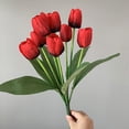 thumbnail image 4 of PU Fake Tulips Real Touch Artificial Flowers 9 Heads Flower Arrangement Bouquet for Home Office Wedding Decoration, 4 of 8