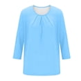 thumbnail image 6 of Blouses for Women Dressy Casual Loose Fit Cute Tops Crew Neck Ruched 3/4 Sleeve Shirts Summer Clothes, 6 of 6
