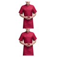 thumbnail image 4 of Wosthever Uniforme de Chef, delantal de cocina de manga corta, doble botonadura con bolsillos delanteros, trajes, camisas ventiladas para hombres Type1 NO1, 4 of 6