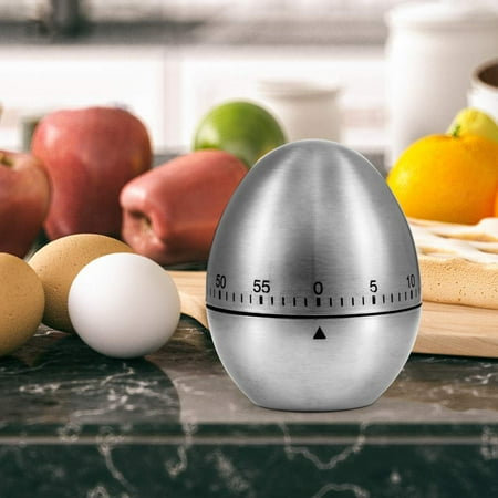 Zoetouch Kitchen Timer Egg Stainless Steel Mechanical Modern Timer Rotating Alarm Clock 60 Minutes No Battery for