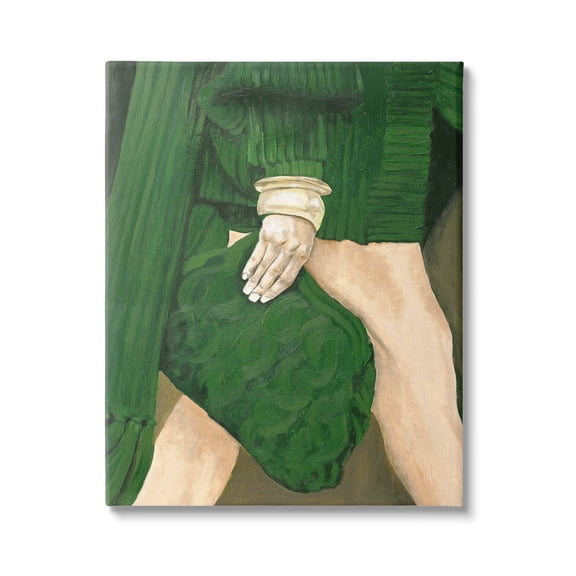 Stupell Industries Fashion Girl in Green Beauty & Fashion Painting Gallery Wrapped Canvas Art Print Wall Art, 16 x 20