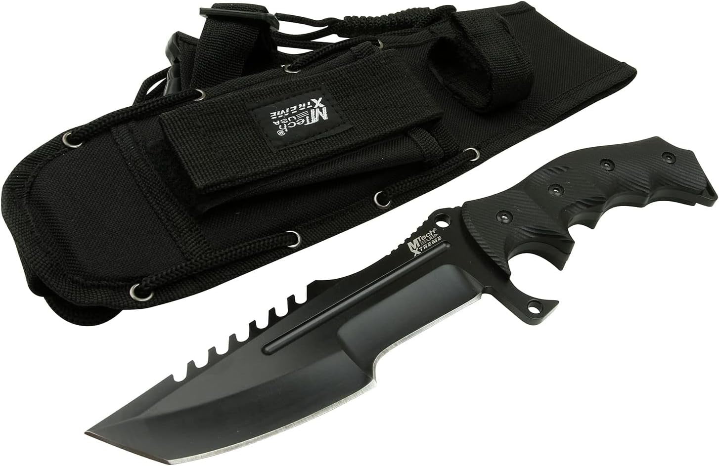 M-Tech USA Extreme Stealth Black Finished Fixed Blade, G10 Handle for Superior Grip, Nylon Sheath Included