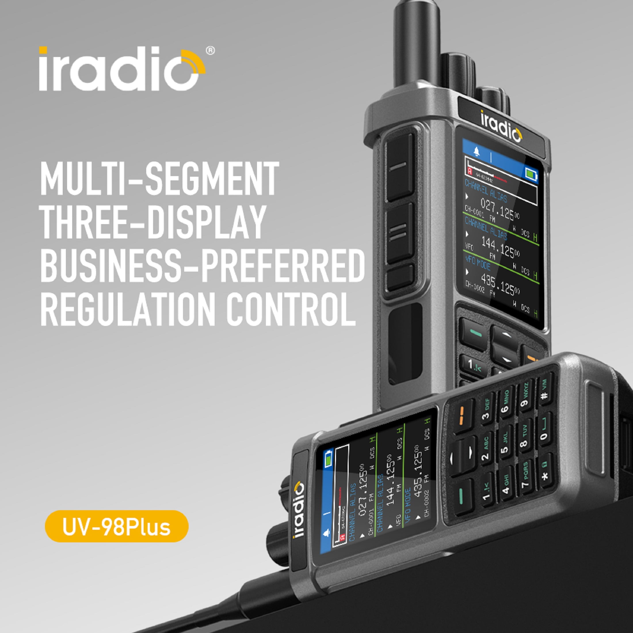 Iradio UV 98plus 64 108MHz FM Handheld Two Way Radio with 1024 Channels
