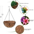 thumbnail image 5 of Artificial Flowers Hanging Basket for Outdoor Indoor, Fake Orchid Flowers in Coconut Lining Hanging Basket for Home Courtyard Decoration, 5 Branches Flowers in '' Basket(Blue), 5 of 5