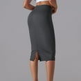 thumbnail image 5 of Homenesgenics Skirt for Women Denim Women's High-Waisted Skirt Casual Sports High-Elastic Skin-Friendly Mid-Length Slit Yoga Dress Gray M, 5 of 8