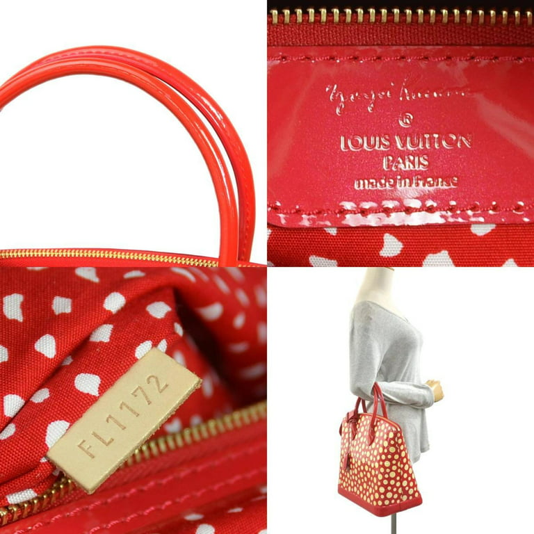 Authenticated Used Louis Vuitton LOUIS VUITTON Handbag Yayoi Kusama Verni  Dot Infinity Lockit MM Patent Leather Rouge Gold Hardware M91423 