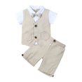 thumbnail image 2 of JTieacloth Fall Winter Outfits Sets 3pcs Baby Boys Toddler Wedding Outfits Suit Shirt Shorts Bow Tie Set,Sizes 2-3 Years(Beige), 2 of 3