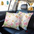 thumbnail image 4 of Easter Decorative Throw Pillow Covers 18x18 Inch Set of 2 Easter Eggs Home Decor Pillow Cases for Couch, Pink Tulip Floral Leaves Vintage Cushion Case for Living Room Bedroom Bed Car Chair, 4 of 9