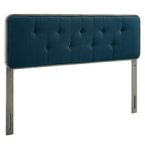 Modway Collins Tufted Twin Fabric and Wood Headboard in Gray/Azure Blue