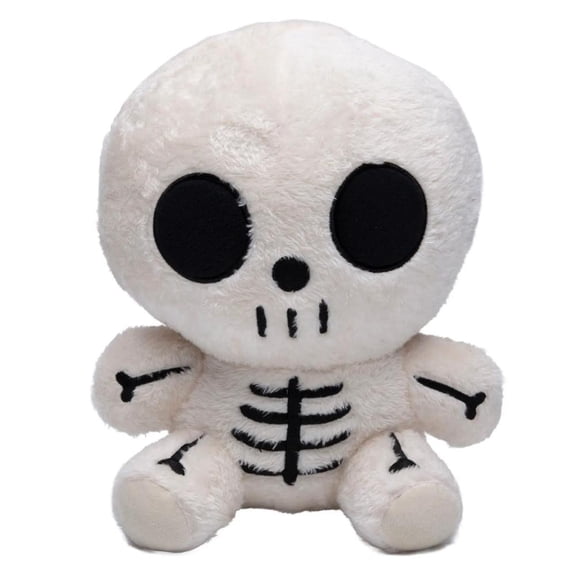 11" Black & White Halloween Stuffed Cute Skeleton Character