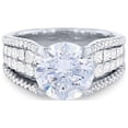 thumbnail image 6 of 1.20 T.C.W Round Shaped Real Diamond New Design Solitaire with Accents Wedding Ring for Women Solid 18K White Gold Size 3.5, 6 of 7