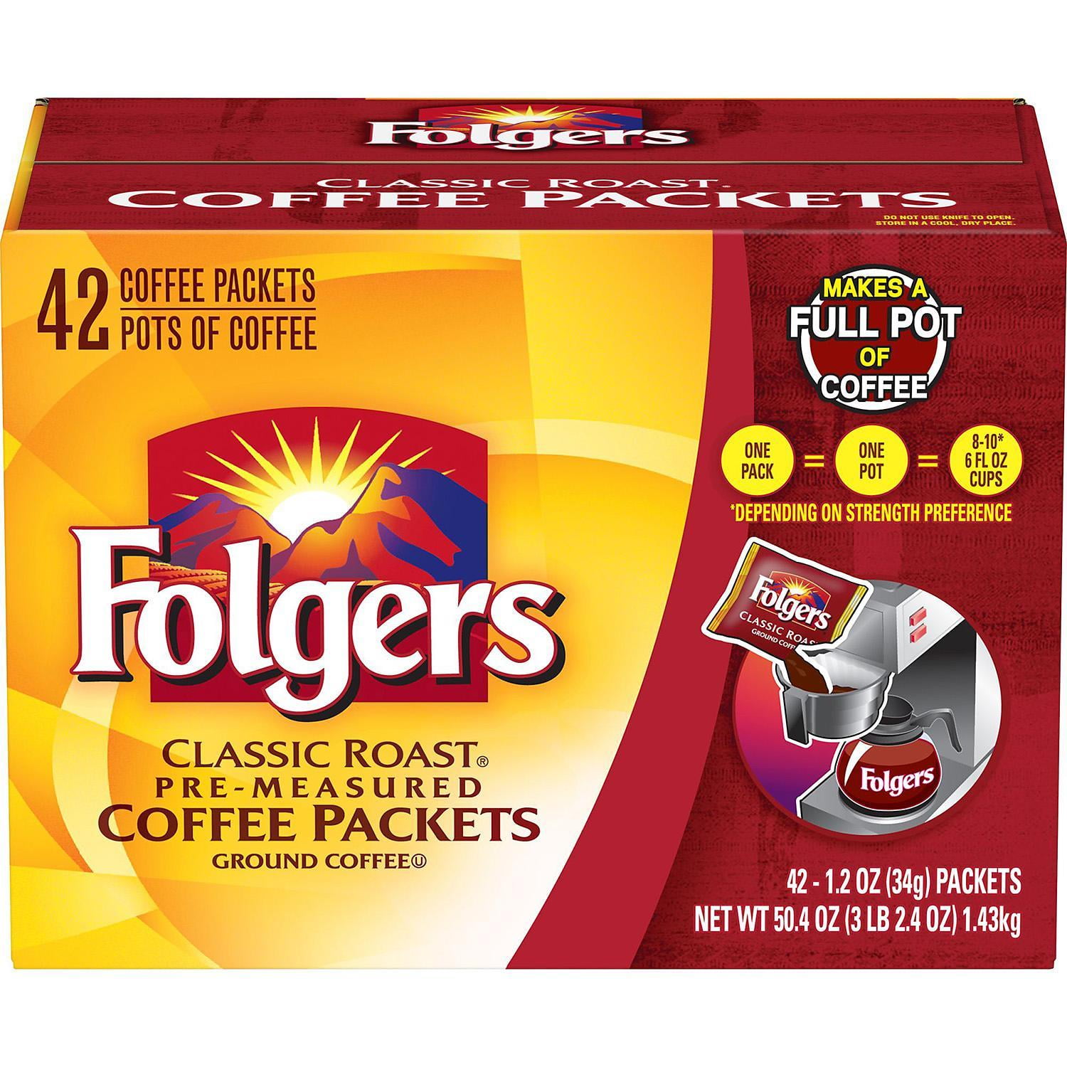 Folgers Classic Roast Ground Coffee Packets (1.2 oz., 42 ct.) - Walmart.com