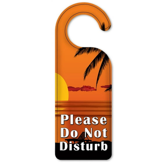 Do Not Disturb Door Knob Hanger Sign - Beach Orange Sunset