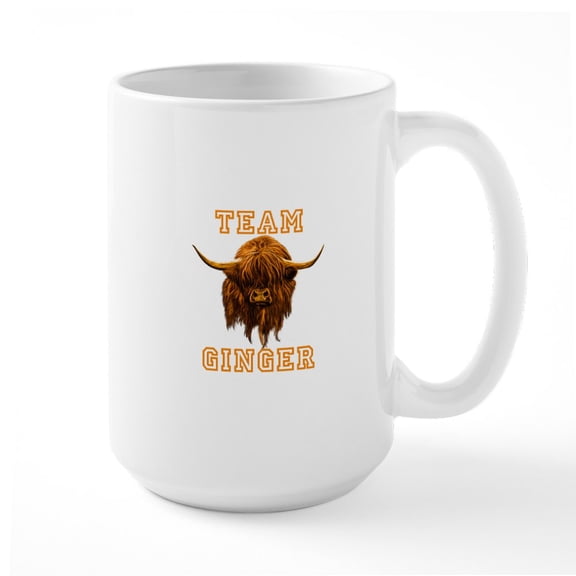 CafePress - Team Ginger Scottish Highland Cow Large Mug - 15 oz Ceramic Large White Novelty Mug