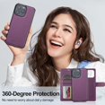 thumbnail image 2 of for iPhone 16 Pro Case, 2 in1 Multifunctional Detachable Wallet Phone Case for Men Women with RFID Blocking Card Holder Wrist Strap Shockproof Protective Case for iPhone 16 Pro (Purple), 2 of 9