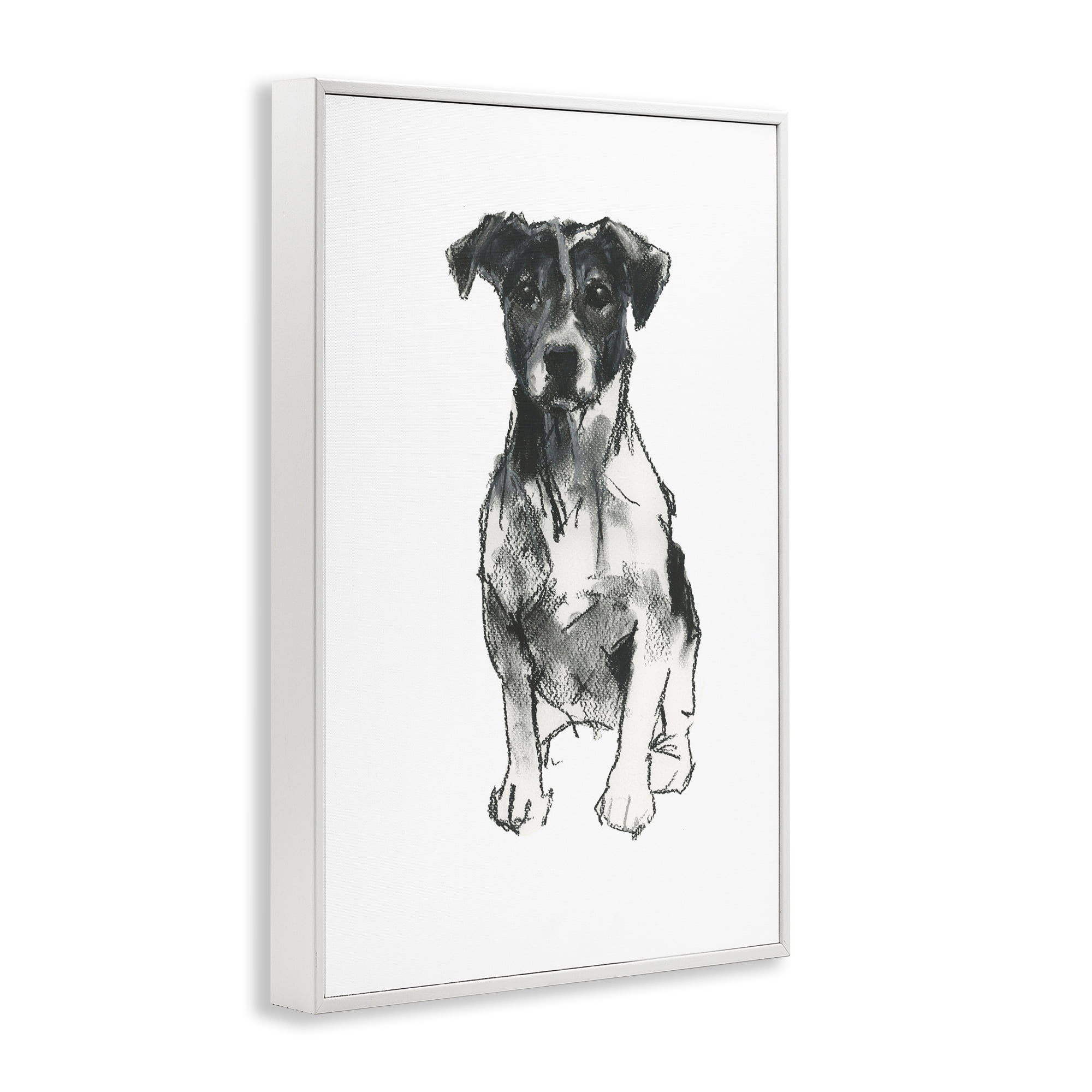 Stupell Industries Minimal Dog Drawing Animals & Insects Drawing White Framed Art Print Wall Art, 16 x 24