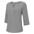 thumbnail image 5 of Outfmvch T-shirts for Women,Cropped T Shirts,Workout Tops for Women,3/4 Sleeve Cotton Linen Blouses Led Top T Shirt Solid Color Comfy Tops 2025 Tunic Top,Quilted Pullover Women,Long Sleeve Tops Gray L, 5 of 9