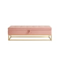 thumbnail image 5 of Bedroom Benches 58.6" Bed Bench Metal Base with Storage Pink Velvet,Bedroom Benches With Storage, 5 of 8
