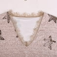 thumbnail image 3 of Women's Summer V-Neck Lace T-shirt Star Print Loose Wild Breatheable Cool Short Sleeve Tops, 3 of 8