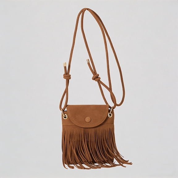 Krdevn Women's Tassel Crossbody Purse Casual Adjustable Strap Suede Messenger Bag,One Size