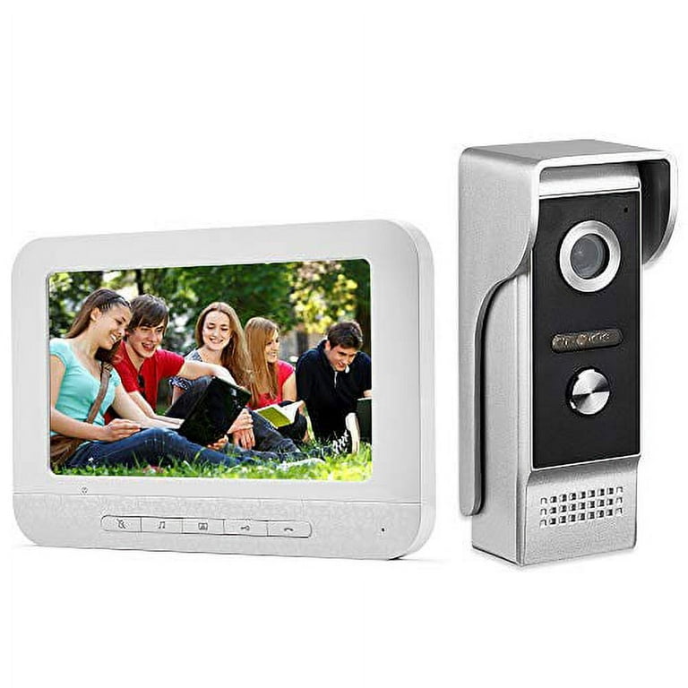 Wireless Video Intercom System, WiFi 7 Inch Monitor and 32G MicroSD Card  with AHD 2MP Metal Door Camera (Wired Power), Record, 2-Way Audio