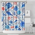 thumbnail image 2 of Nautical Beach Shower Curtain with Starfish, Seahorse, and Marine Creatures Print, Tropical Coral and Ocean Anchor Design, Vintage Seaside Summer Theme, Waterproof 72x84, 2 of 5