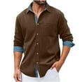 thumbnail image 2 of Dagugfen Mens Shirts Corduroy Long Sleeve Button down Collared Neck Mens Shirts Casual Jackets S-3XL, 2 of 8