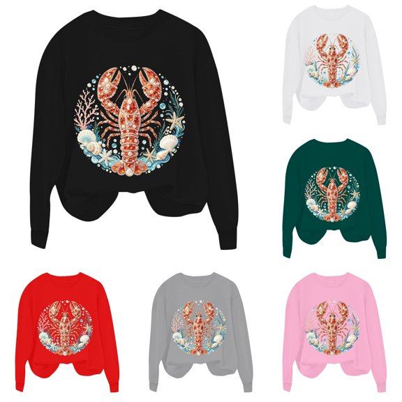 XAOFW Girls Boys Marine Animal Printed Long Sleeve Crew Neck Sweatshirts Loose Fit Casual Pullover For Toddler Kids Stylish Tops 3-4 Years
