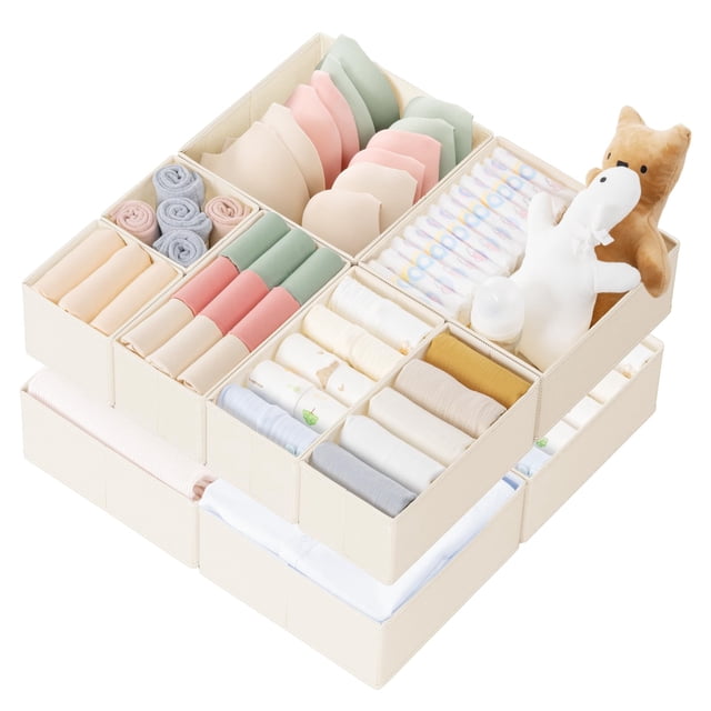 Organizador de cajones Criusia Clothes, paquete de 10 unidades, para bebé, color beige