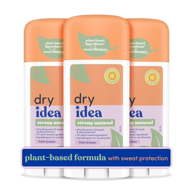Desodorante Dry Idea a base de plantas, sólido invisible, 75% vegetal, 2.6 onzas