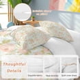 thumbnail image 2 of 3 Piece Beige Flowers Duvet Cover Set Full Size,Microfiber Comforter/Quilt Cover with Corner Ties and 2 Pillowcases,Farmhouse Botanical Floral Green Leaves All Season Soft Bedding with Zipper Closure, 2 of 8