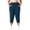 Navy, variant on CYRBOKO Women's Plus Size Active Capris, Relaxed Fit Drawstring Stretchy Elastic Waist Summer Capri Pants with Pockets Gray Size L-4XL