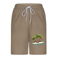 thumbnail image 5 of Fnnxeal Mens Swim Trunks 2-in-1 with Compression Liner Quick Dry Board Shorts Coffee Color Tropical Print Beach Shorts,Size XL, 5 of 6