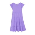 thumbnail image 6 of DAETIROS Litte Girls Pleated Dress, A-Line Dress Fly Sleeve Crew Neck Holiday Short Sleeve Plain Girls Dress Purple Size 12 T, 6 of 7