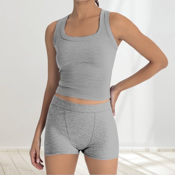 MAIHAN Women's 2 Piece Knitted Lounge Set Summer Clothing Sets Sleeveless V Neck Tank Top Loose Ribbed Casual Shorts Set Summer Tops for Women 2026 for Casual and Summer Wear