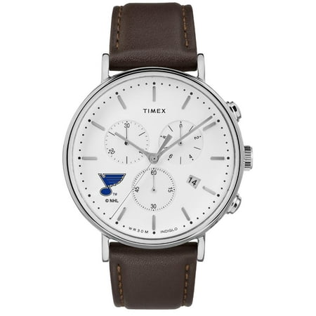 Mens Saint Louis Blues St Watch Chronograph Leather Band Watch
