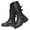 Black, variant on Womens Gothic Punk Platform Boots Chunky Heel Lace up Combat Long Booties Zipper Mid Calf Motorcycle Boots