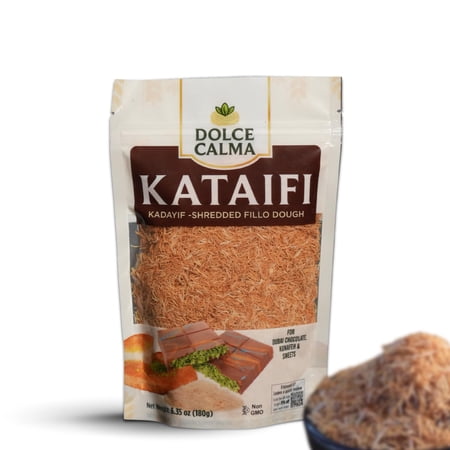 Dolce Calma Roasted Kataifi Dough (180g / 6.4oz) – Kadayif for Dubai Chocolate Bar Kunafa & Baklava Desserts Finely Shredded Fillo Resealable Bag Phyllo for Pistachio Cream Bakery Knafeh Dolce Calma Roasted Kataifi Dough (180g / 6.4oz) – Kadayif for Dubai Chocolate Bar Kunafa & Baklava Desserts Finely Shredded Fillo Resealable Bag Phyllo for Pistachio Cream Bakery Knafeh